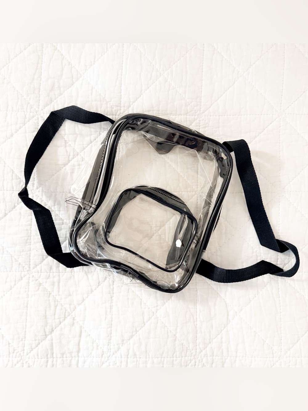Small Clear Backpack with Black Trim and Adjustable Strap